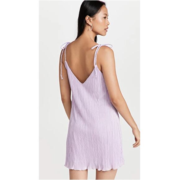 DANNIJO Purple Lilac Mini Pleated Crinkle Braided Strap Mini Dress // S - Picture 2 of 12
